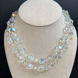Vintage double-strand Aurora Borealis (AB) chunky crystal